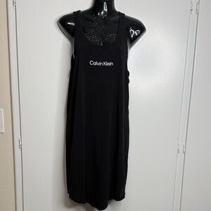Calvin Klein Black Logo Midi Tank Sleeveless Women Dress Size M